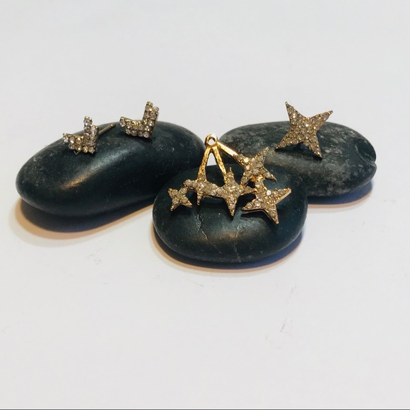 Rhinestone 4-Piece Star Earring Jacket Set - Picture 1 of 4